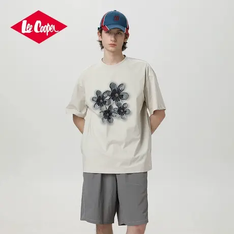 Lee Cooper/李库珀 花朵水彩油画感短袖T恤男女凉感宽松半袖上衣商品大图