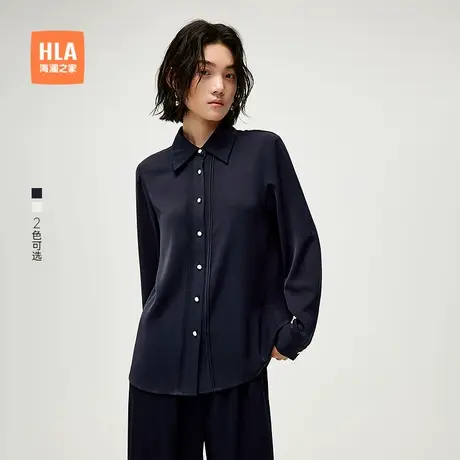 HLA/海澜之家长袖时尚衬衫2025春夏新款宽松优雅知性衬衣女装商品大图