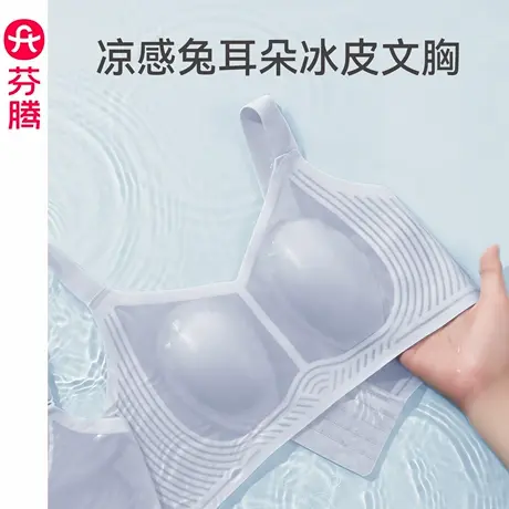 芬腾小冰皮文胸女夏季薄款凉感抗菌文胸光面无痕无钢圈收副乳胸罩商品大图