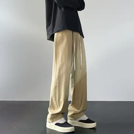 日系复古卡其色裤子男夏季美式cityboy休闲vintage工装裤直筒宽松商品大图