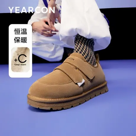 意尔康雪地靴男冬季新款男士户外低帮休闲魔术贴加绒加厚保暖棉鞋商品大图