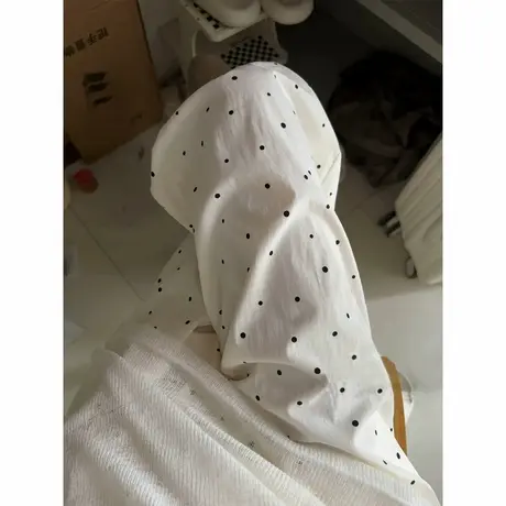 奶油白波点运动长裤女夏季薄款冰丝高腰宽松阔腿慵懒遛弯裤山本裤商品大图