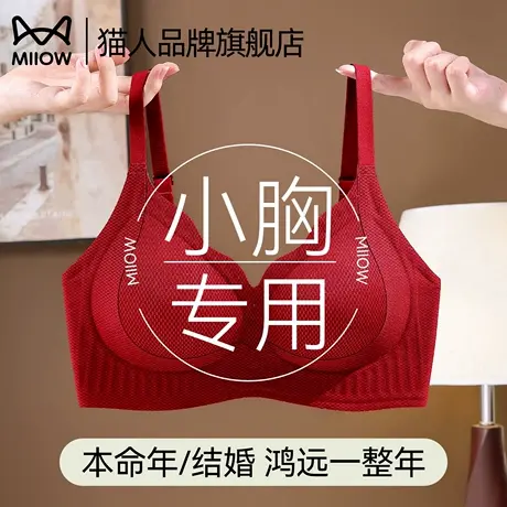 猫人本命年内衣女小胸聚拢无痕提拉大胸显小防下垂收副乳新款文胸商品大图