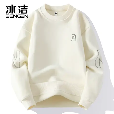 冰洁圆领卫衣男2023秋冬季新款休闲简约舒适奥利绒保暖长袖上衣ZC商品大图