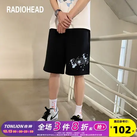 Radiohead篮球短裤男夏季外穿棉质运动五分裤ins黑色潮流宽松个性商品大图