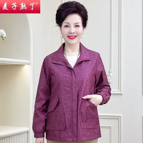 妈妈春装翻领呢子外套60中老年人奶奶装春秋毛呢上衣70老太太衣服商品大图