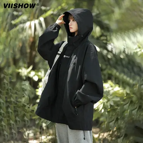 VIISHOW户外冲锋衣秋冬新款外套男日系连帽上衣男生宽松百搭夹克商品大图