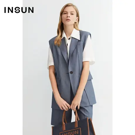 恩裳商场同款夏季女装修身肌理时尚造型感百搭马夹小个子图片