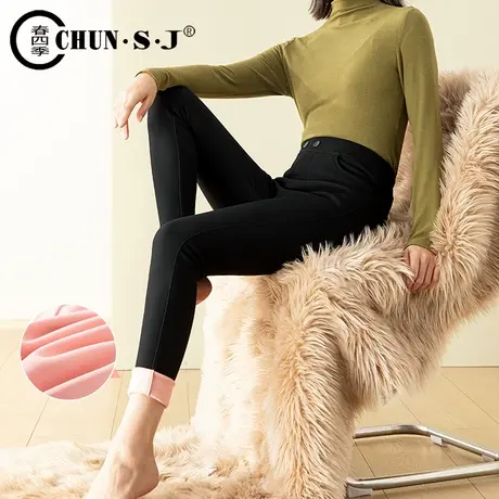 加绒小黑裤打底裤2023新女秋冬外穿修身高弹显瘦紧身魔术铅笔裤子商品大图