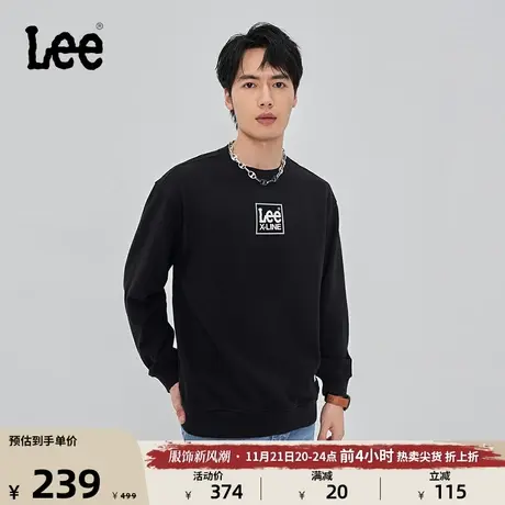Lee23秋冬新品舒适版logo印花美拉德穿搭圆领男长袖卫衣复古潮流图片