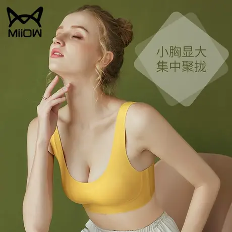 猫人背心式文胸女士内衣无钢圈夏季薄款无痕小胸聚拢上托运动防震图片