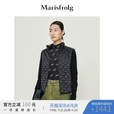 【针织拼接羽绒服】玛丝菲尔羽绒服春季新款立领直身外套羽绒服图片