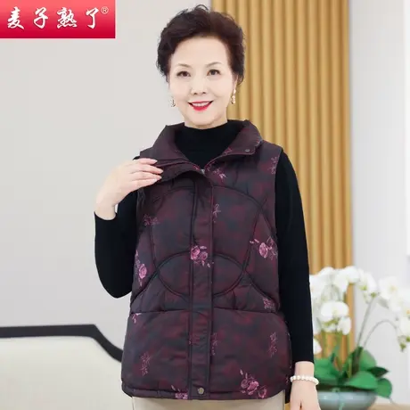 妈妈秋装2022新款羽绒棉马甲洋气秋季马甲上衣服奶奶中老年人女装图片