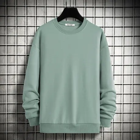 男生卫衣春秋款纯色套头无帽衫加绒秋装上衣宽松潮流百搭圆领长袖商品大图