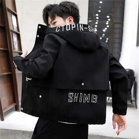 男士加绒加厚外套秋冬季2023年新款工装夹克ins潮牌学生羽绒棉服商品大图