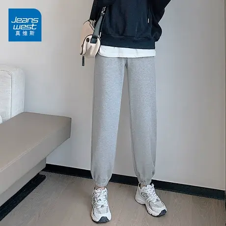 真维斯女士休闲裤2022秋季新款束脚宽松高腰显瘦小个子爆款卫裤潮商品大图