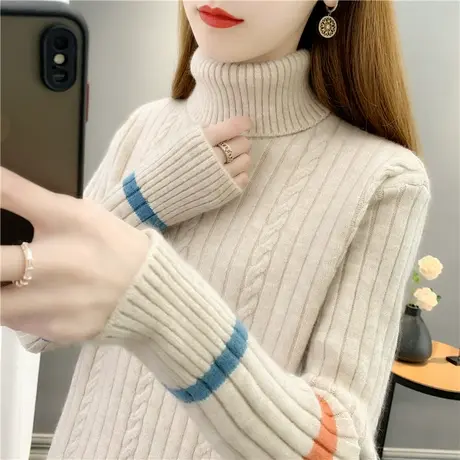 女士高领毛衣女2023秋冬季加厚新款爆款打底衫保暖两翻领内搭商品大图