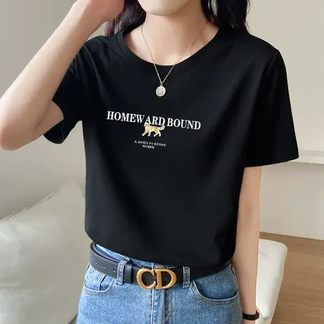 纯棉短袖t恤女士夏装2022年新款韩版宽松打底上衣半袖体恤衫ins潮图片