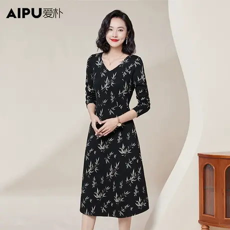 爱朴【直播专享】胖mm休闲气质显瘦针织提花弹力连衣裙商品大图