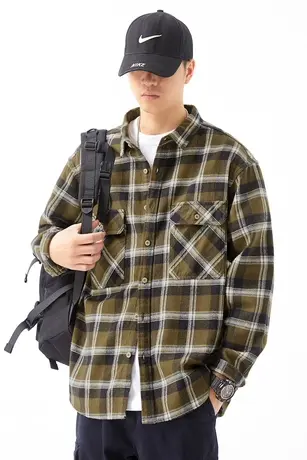 Modi Nick/摩帝尼克复古经典格子撞色衬衫男士宽松潮牌纯棉外套男商品大图