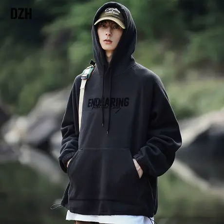 男士摇粒绒连帽卫衣男秋季潮牌高级感2023年新款休闲运动外套秋装图片