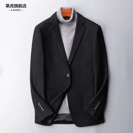 秋冬呢子小西服男士单件上衣新款帅气韩版潮流时尚休闲西装男外套商品大图