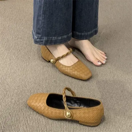 2023新款秋季法式玛丽珍鞋女鞋子浅口方头低跟小众配裙子气质单鞋商品大图