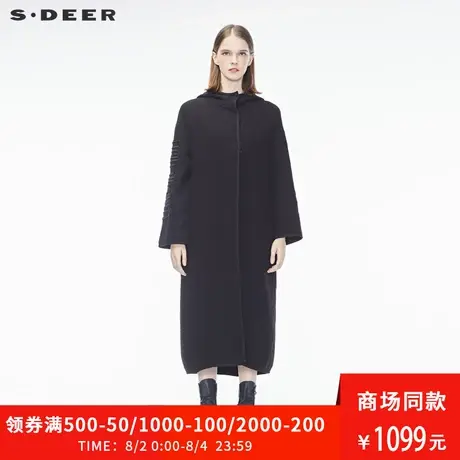 sdeer圣迪奥秋装新款帽刺绣包边风衣外套女S18381830😸图片