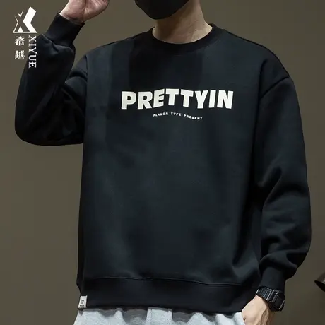 希越重磅400g银狐绒卫衣男冬季加绒加厚宽松大码男士潮牌百搭上衣图片