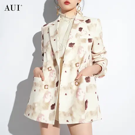 AUI花色职业气质廓形西装外套女2024春秋新款设计感小众休闲西服图片