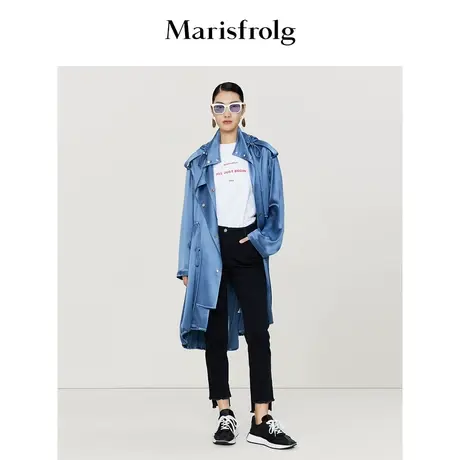 【休闲垂坠系列】玛丝菲尔2023春季新款醋酸风衣抽绳休闲外套图片
