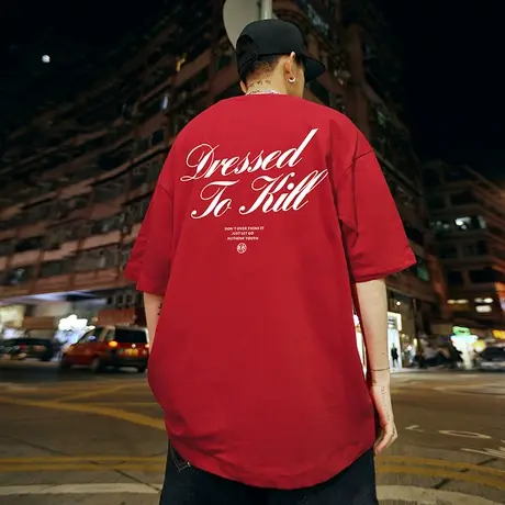 Nuthink国潮美式字母短袖T恤男潮牌oversize大码宽松情侣半袖春季商品大图