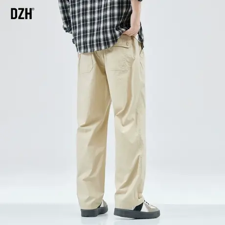 男士卡其色裤子男款宽松直筒工装裤潮牌男休闲长裤春季男裤直筒裤商品大图