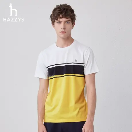 【商场同款】Hazzys哈吉斯2024春夏新款时尚短袖T恤衫圆领简约潮T图片