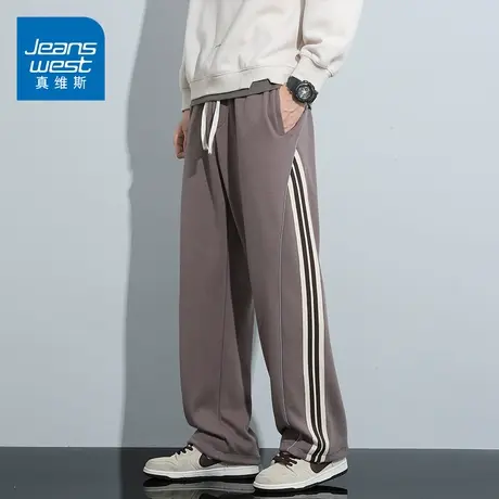 KZ真维斯秋冬季侧边条纹卫裤抽绳束脚运动休闲长裤男士宽松男裤子商品大图