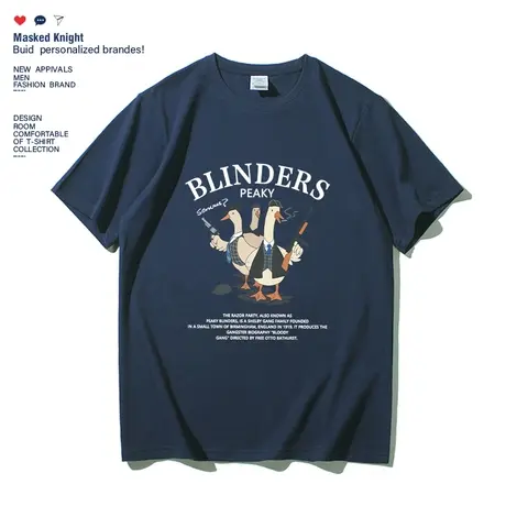 港风趣味印花短袖t恤男夏季新款学生纯棉宽松休闲圆领半袖体恤衫商品大图