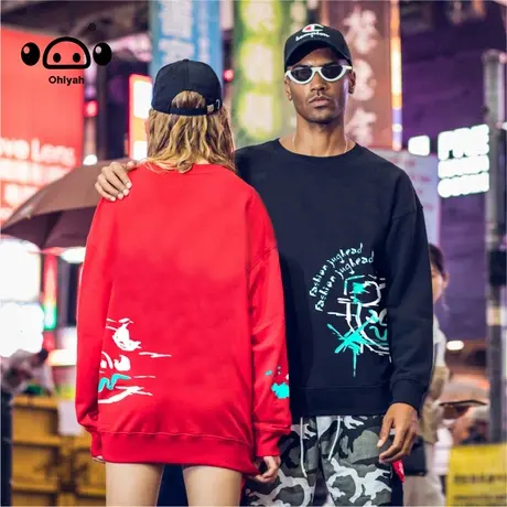 新款oversize卫衣女春秋薄款高级感宽松bf慵懒风简约潮牌情侣上衣商品大图