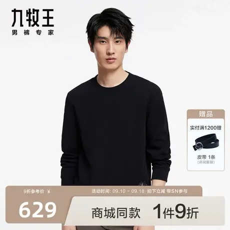 [商场同款]九牧王男装HT1C40529圆领卫衣23秋冬新款百搭上衣男SN图片