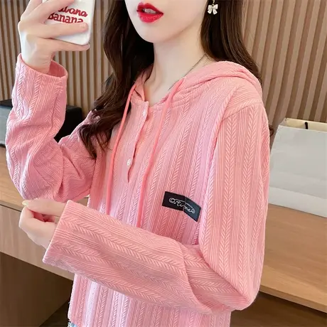 早秋装连帽长袖t恤女春秋季韩版宽松初秋薄款小个子洋气上衣外套图片