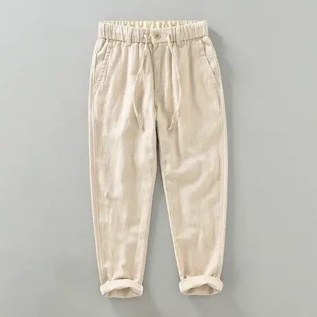 休闲裤男宽松夏季薄款男裤百搭棉麻裤子男士麻裤灰色小脚长裤潮流商品大图