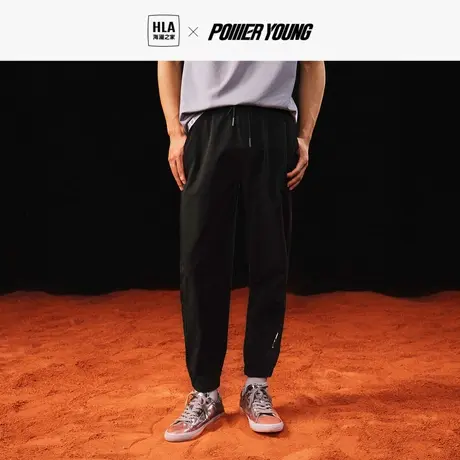 HLA/海澜之家POWER YOUNG休闲裤2023春秋中腰锥形针织卫裤男商品大图