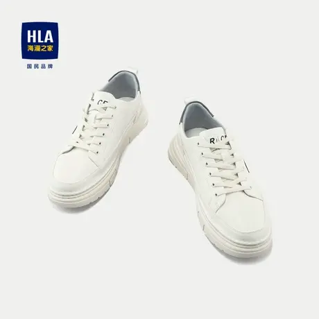 HLA/海澜之家耐磨休闲鞋2024新款圆头系带橡胶底休闲板鞋男商品大图