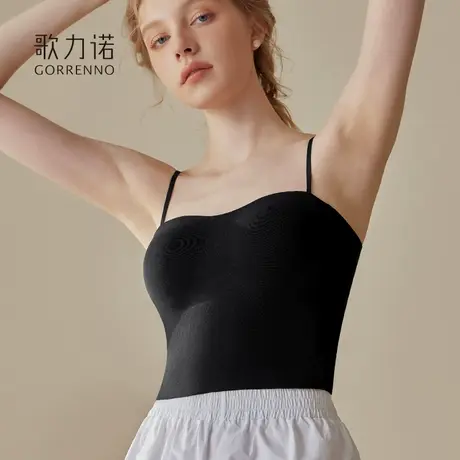 美背心吊带女抹胸大码带胸垫一体文胸罩打底黑色外穿内搭上衣内衣商品大图