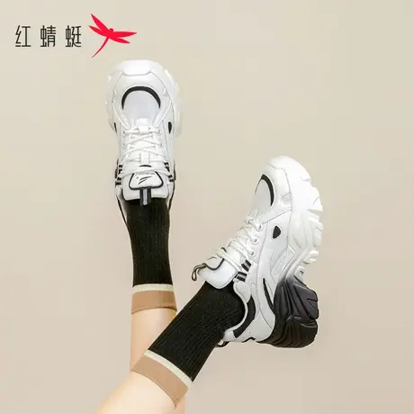 红蜻蜓女鞋老爹鞋女春夏2023新款休闲百搭运动厚底鞋高级感小白鞋图片