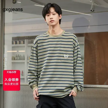 清仓gxg.jeans男装秋季圆领长袖T恤JED13405713图片