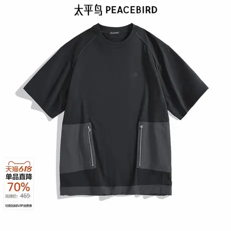 太平鸟男装季新款重磅刺绣短袖T恤 B2CNE2Z02商品大图