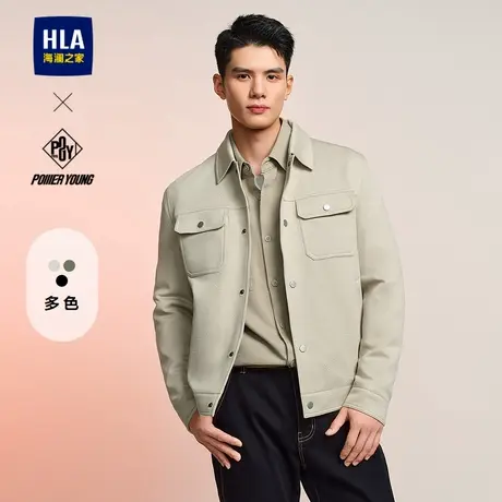 HLA/海澜之家POWER YOUNG24秋新衬衫领工装潮休闲夹克黑色外套男图片