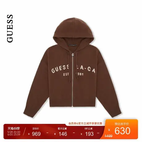 【秀智明星同款】GUESS女士连帽羊毛针织开衫-YO4S3664商品大图