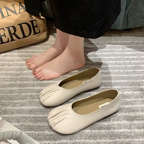 软底单鞋女2023新款瓢鞋平底法式浅口软底仙女风温柔玛丽珍奶奶鞋商品大图