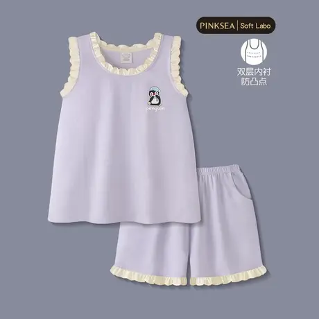 睡衣女款夏季无袖绝美吊带背心短裤家居服夏天夏款薄款两件套装商品大图